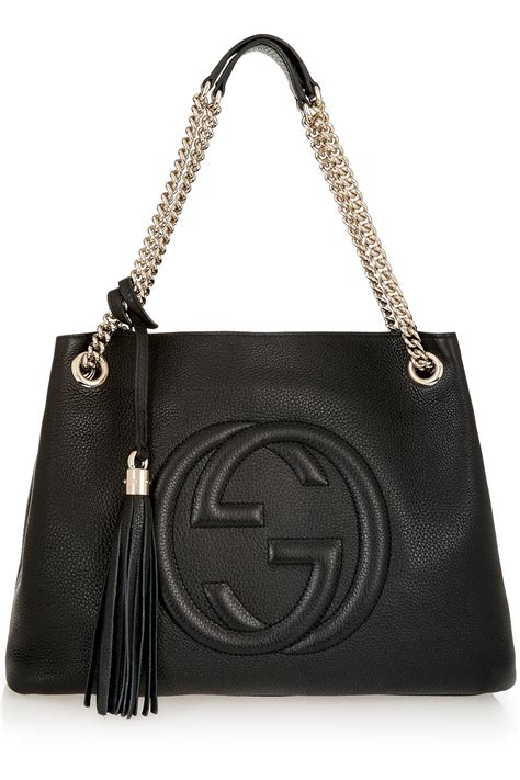 gucci soho black shoulder bag|Gucci soho tote bag medium.